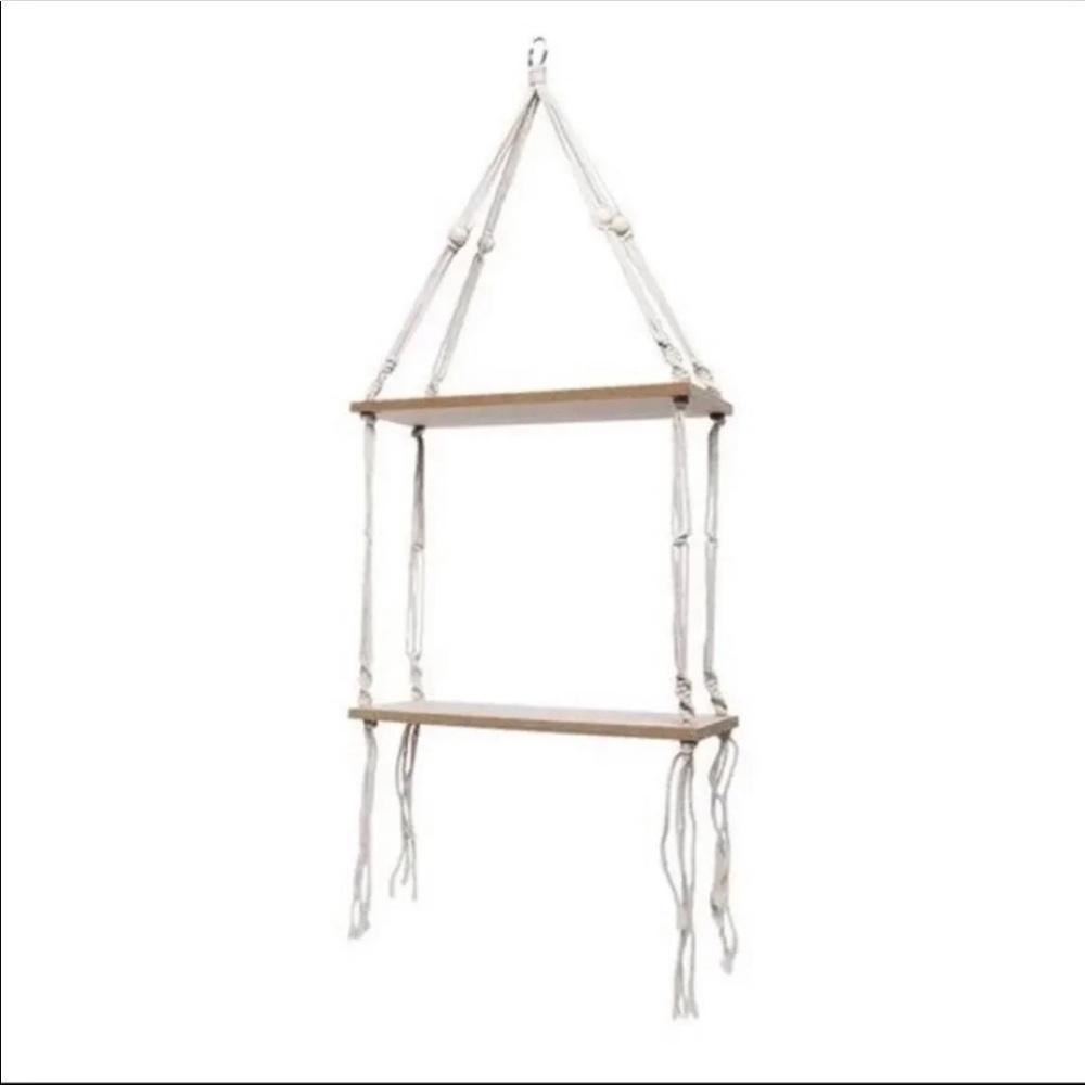 Macrame 2 tier wall shelf
